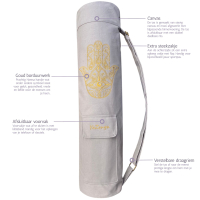YoZenga kokertas Hamsa Bright Beige, compacte yoga tas met rits voor mat & essentials