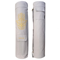 YoZenga kokertas Hamsa Bright Beige, compacte yoga tas met rits voor mat & essentials