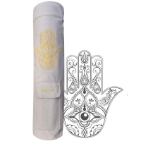 YoZenga kokertas Hamsa Bright Beige, compacte yoga tas met rits voor mat & essentials