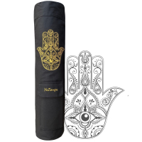 YoZenga kokertas Hamsa Olive Black, compacte yoga tas met rits voor mat & essentials