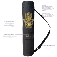 YoZenga kokertas Hamsa Olive Black, compacte yoga tas met rits voor mat & essentials