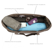 Yogatas Ohm Olifant Stone grey, ruime yoga tas met rits voor mat & accessoires