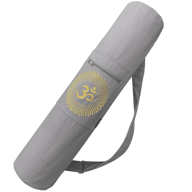 Yogatas Ohm Sandy Grey, praktische yoga tas met trekkoord voor yogamatten