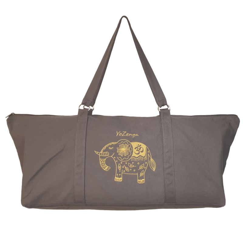 Yogatas Ohm Olifant Stone grey, ruime yoga tas met rits voor mat & accessoires