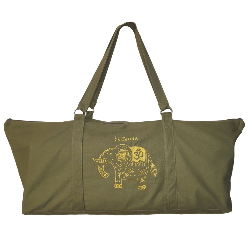 Yogatas Ohm Olifant Olive green, ruime yoga tas met rits voor mat & accessoires