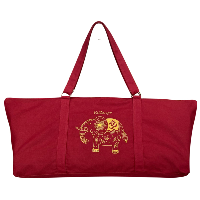 Yogatas Ohm Olifant Ruby Red, ruime yoga tas met rits voor mat & accessoires